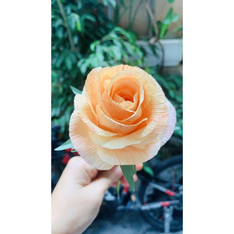 Hoa hồng giả giấy nhún Ý cao cấp nghệ thuật