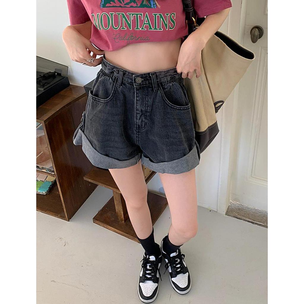 Quần Short Denim Lưng Cao Ống Suông Thời Trang Cá Tính 53327