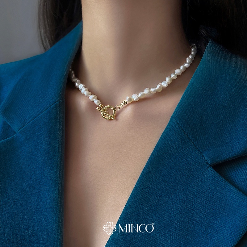 Dây chuyền nữ ngọc trai nhân tạo Minco Accessories vòng cổ nữ chuỗi hạt dạng choker phụ kiện trang sức thanh lịch DT27