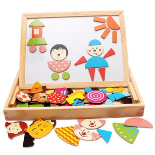 [Nhiều mẫu] Bảng ghép nam châm bằng gỗ [Bộ ghép hình - Thả hình]