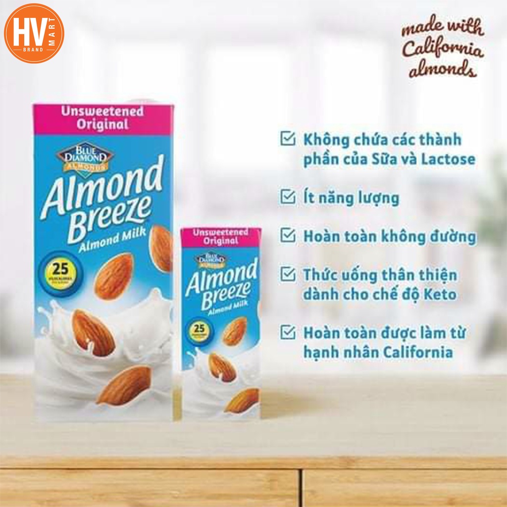 [Mã 253FMCGSALE giảm 8% đơn 500K] [Hàng Chuẩn Mỹ] Sữa Hạnh Nhân Almond Breeze 946ml