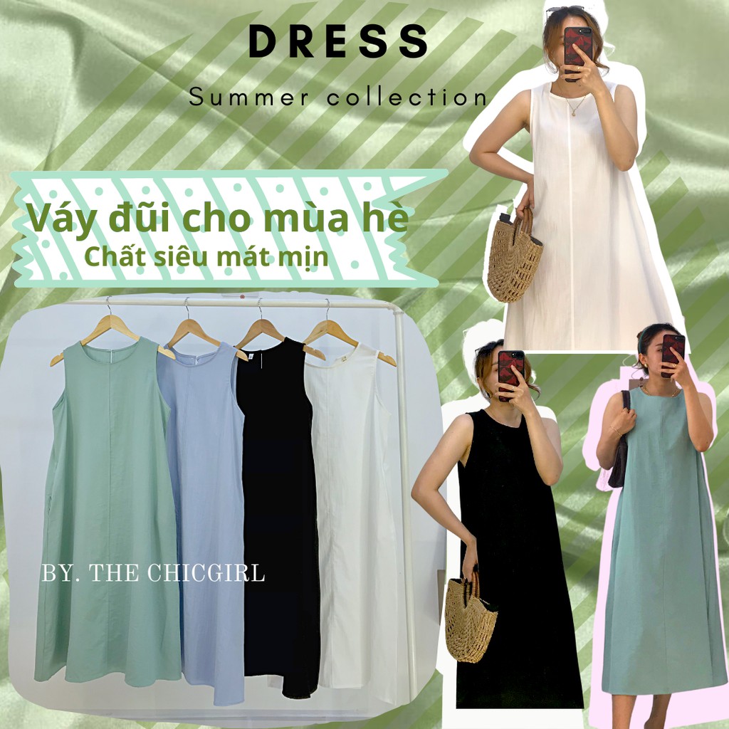 [Ảnh+Video thật]- Váy ba lỗ thô mềm dáng suông oversize/Đầm ba lỗ thô đũi(có túi) cực mát mịn cho mùa hè năng động.