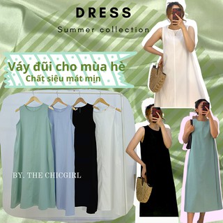 [Ảnh+Video thật]- Váy ba lỗ thô mềm dáng suông oversize/Đầm ba lỗ thô đũi(có túi) cực mát mịn cho mùa hè năng động.