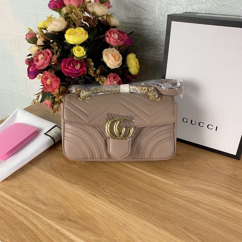 Túi xách Gucci Marmont màu hồng nude size 22cm (Có sẵn)