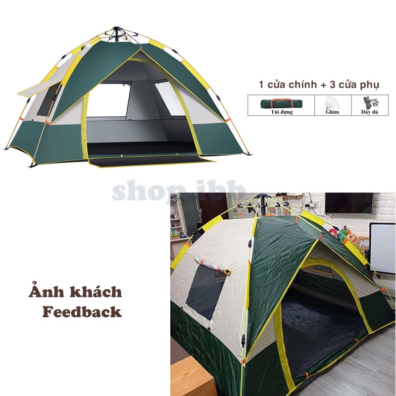 Lều Cắm Trại Lều Dã Ngoại Tự Bung - Lều Du Lịch 2 lớp chống nước, chống tia UV, cỡ lớn dành cho 4-6 người [210x200x135]
