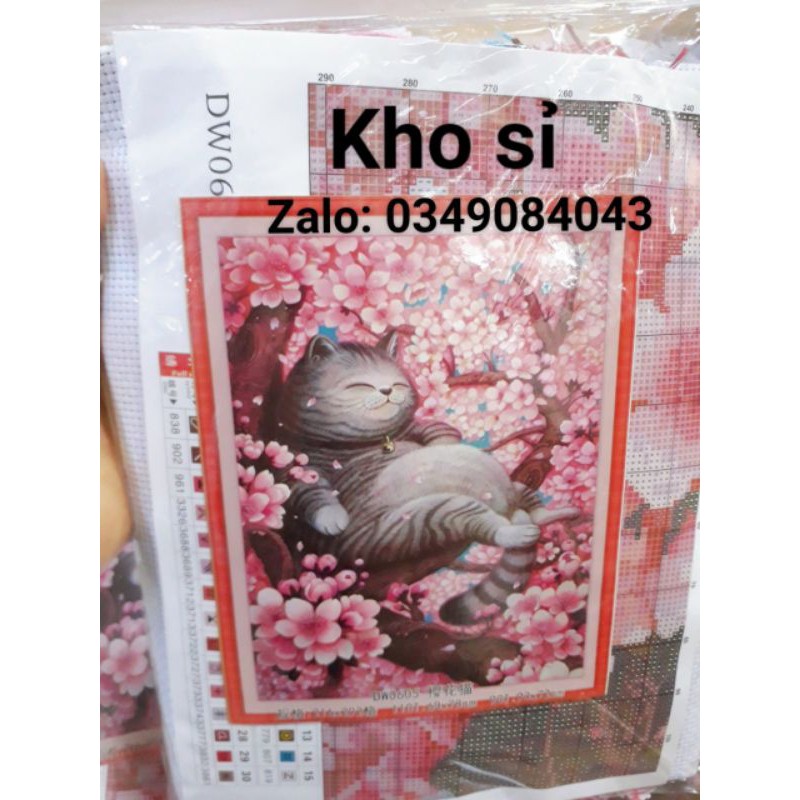 Tranh thêu kín mèo anh DX1020 (50X65) MDW0605 (60X78)