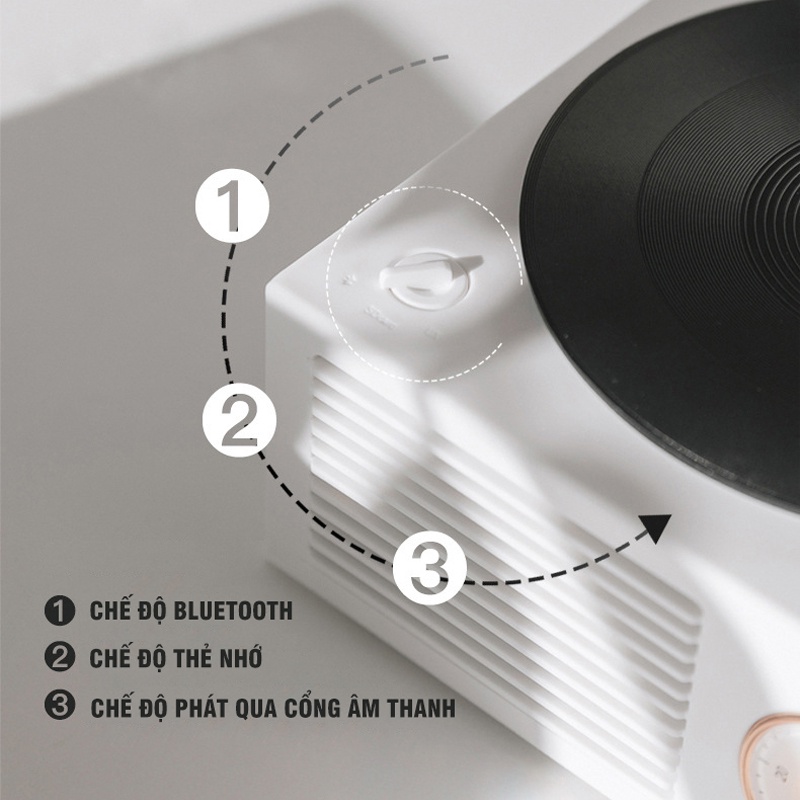 [Mã SKAMSALE03 giảm 10% đơn 200k] Loa bluetooth gắn đĩa than xoay tự động phong cách vintage độc đáo dễ thương