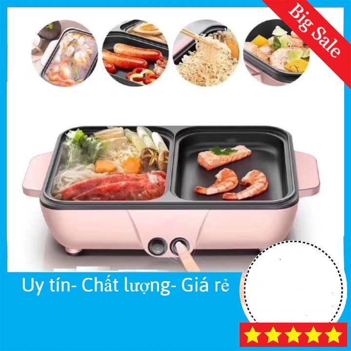 Nồi Lẩu Kiêm Nướng 🥘 2in1 Mini Hàn Quốc🥘 Bếp Lẩu Nướng Đa Năng Cao Cấp💯 Bảo Hành 3 Tháng