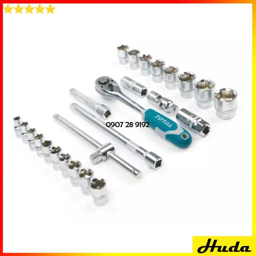 Bộ 24 - 25 cái đầu tuýp (1/2 inch) &amp; cần 2 chiều Total - Ingco 1234