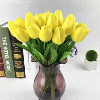 Hoa Tulip lá thẳng PU TODOCO trang trí nhà cửa chụp ảnh, cắm bình bông nhựa để bàn đám cưới và phòng khách, bàn thờ