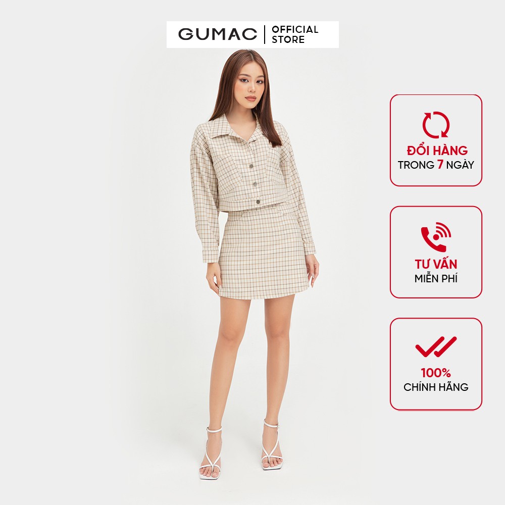[Mã WABR2711 giảm 10% đơn 250K] Chân váy nữ caro GUMAC phong cách Hàn Quốc sang trọng VB432 | BigBuy360 - bigbuy360.vn