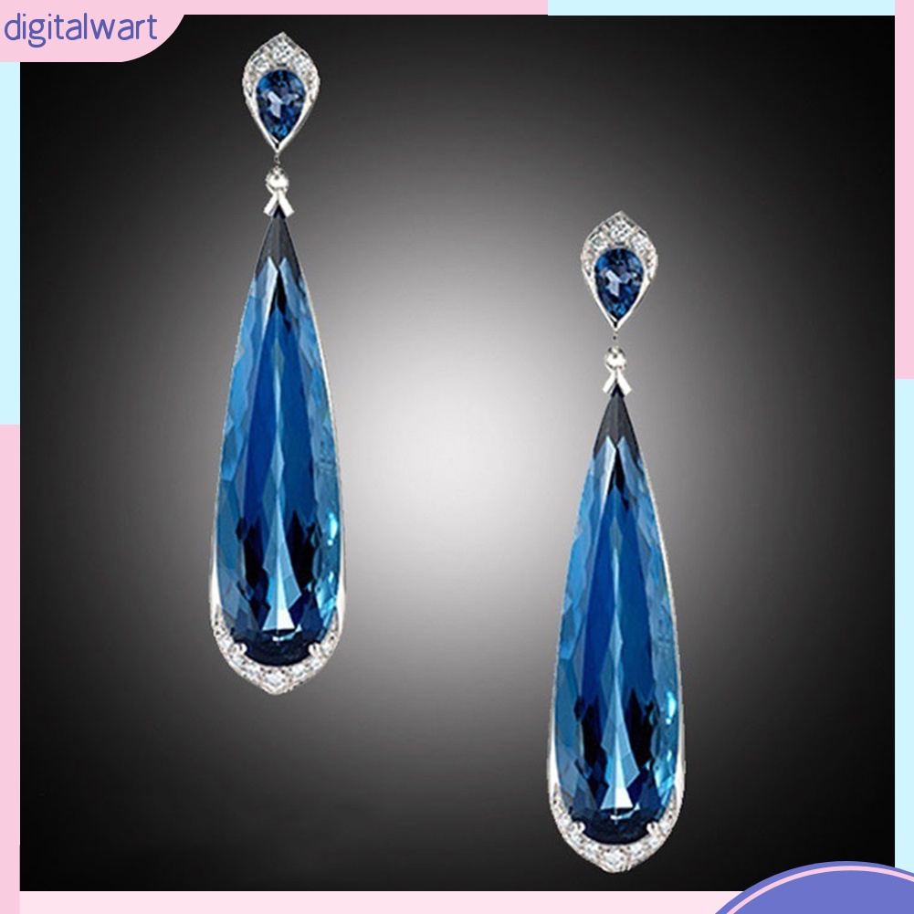 Đôi bông tai dáng dài hình giọt nước đính đá thời trang cho nữ