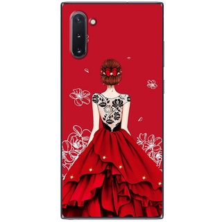 Ốp lưng samsung note 10, note 10 plus, note 10 lite in hình cô gái váy đỏ áo đen