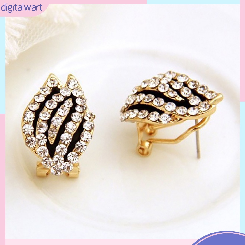 Đôi khuyên tai hình hoa tulip đính đá kiểu dáng thời trang cho nữ