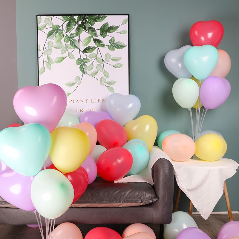Bộ 50 Bong Bóng 12 inch Hình Trái Tim Màu Pastel Trang Trí Tiệc Sinh Nhật Trẻ Em
