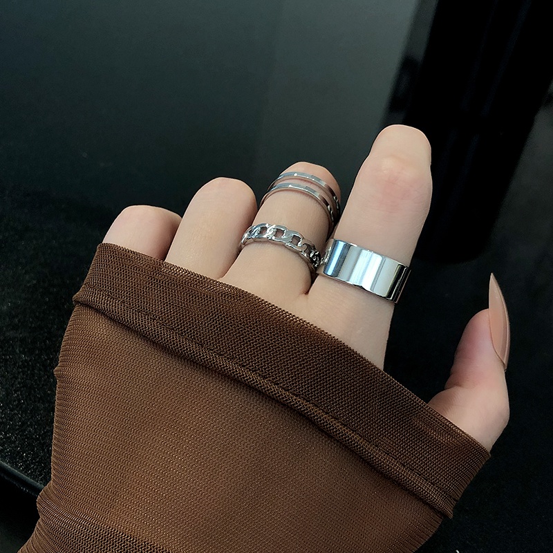 Set 3 nhẫn titan phong cách Hàn Quốc