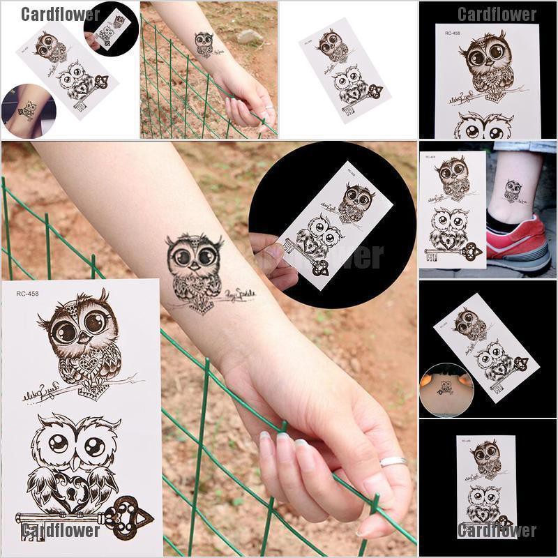 1 Hình Xăm Dán Tạm Thời Hình Cú Mèo Dễ Thương