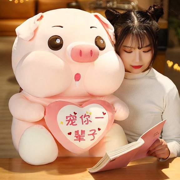 Gấu Bông Heo Ôm Tim , Gối Ôm Cho Bé Hàng Nhập Khẩu Đủ Size 60Cm,80Cm