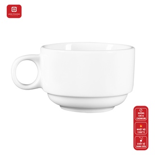 Chén sứ trắng Long Phương - Dùng trà có quai dung tích từ 65ml đến 100ml