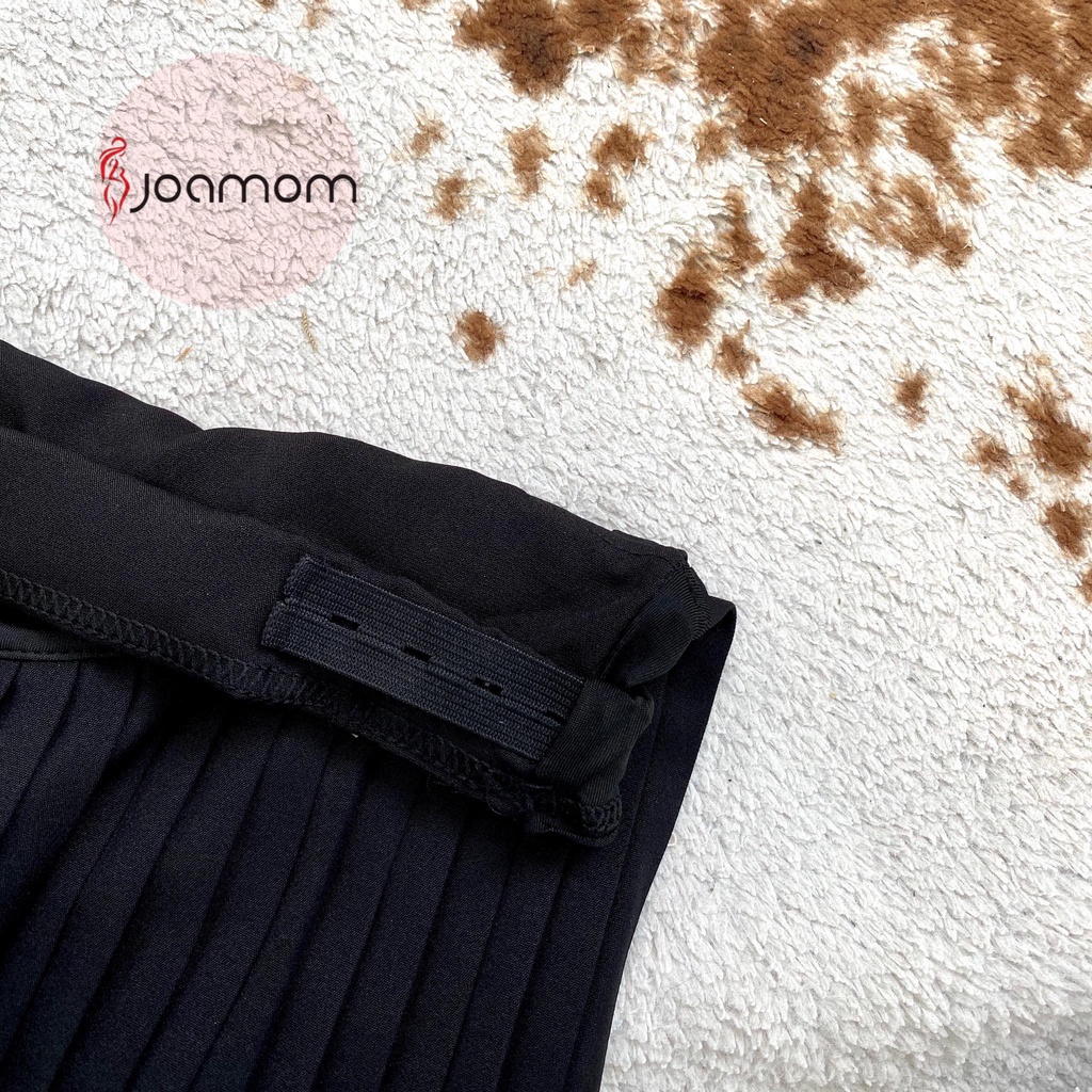 Chân váy bầu xếp li dáng lửng co giãn 4 chiều có chun điều chỉnh Joamom