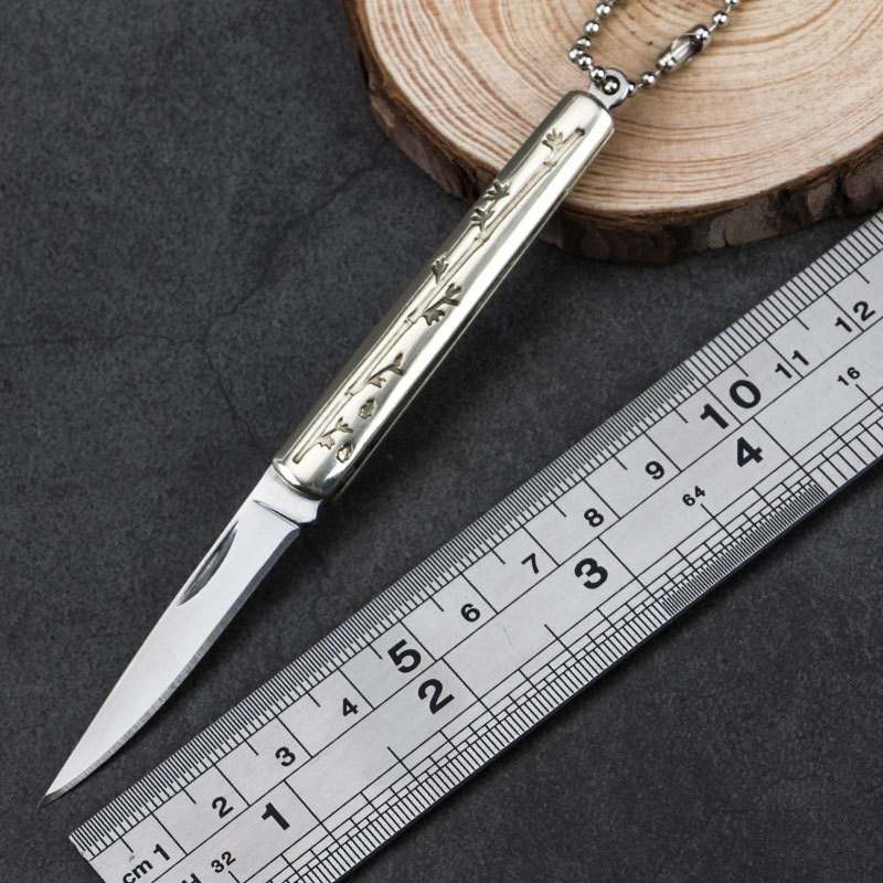 Dao Que EDC Siêu Bén- Thép Không Gỉ- Tích Hộp Treo Móc Khóa- Cắt Trái Cây - Hàng Có Sẵn Trong Kho