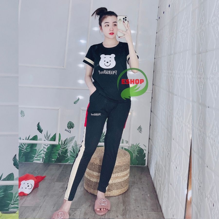 Bigsize Sét đồ nữ đồ bộ mặc nhà đẹp sang chảnh Đồ bộ nữ thun cotton quần dài thể thao co giãn đồ ngủ ESHOP DB07