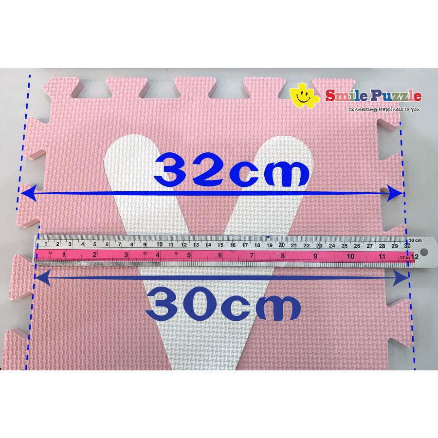 THẢM XỐP CHO BÉ - KHÔNG MÙI- đơn màu Pastel (10 miếng ghép lại : 0,6mx1,5m) SMILE PUZZLE- TIÊU CHUÂN CHÂU ÂU