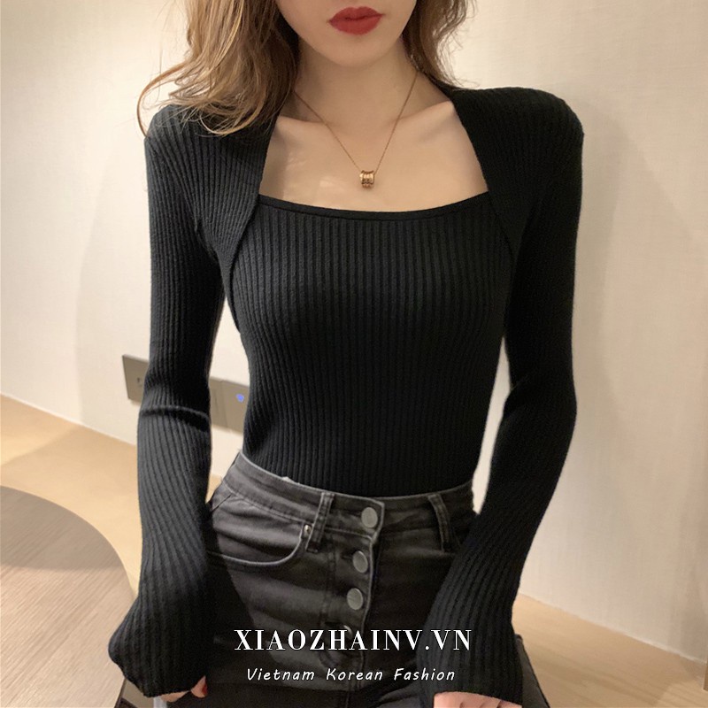 Áo Len Tay Dài Cổ U Nhiều Màu Phong Cách Hàn Quốc Dày Dặn Siêu Co Dãn Loại 1