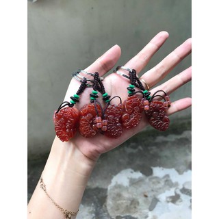Móc Khóa Tỳ Hưu Chalcedony đỏ May Mắn