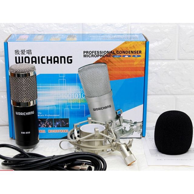 Micro thu âm Woaichang BM-900 loại chính hãng shockmout bằng kim loại dùng cho các sound card
