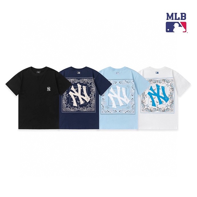 ❤❀  ❤ Áo Thun Cotton Ngắn Tay Thêu Họa Tiết MLB NY Thời Trang Cho Nam Nữ