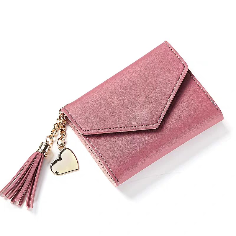 Ví Ngắn Tua Rua Phối Trái Tim Xinh Xắn VI123