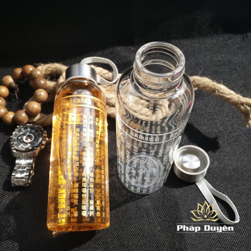 Bình Nước Thuỷ Tinh In “Đại Bi Chú”, Kích Thước 20×6.5cm