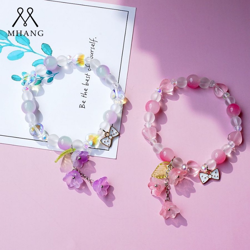 Vòng Đeo Tay Xỏ Hạt Pha Lê Màu Gradient Thời Trang Hàn Quốc Cho Nữ