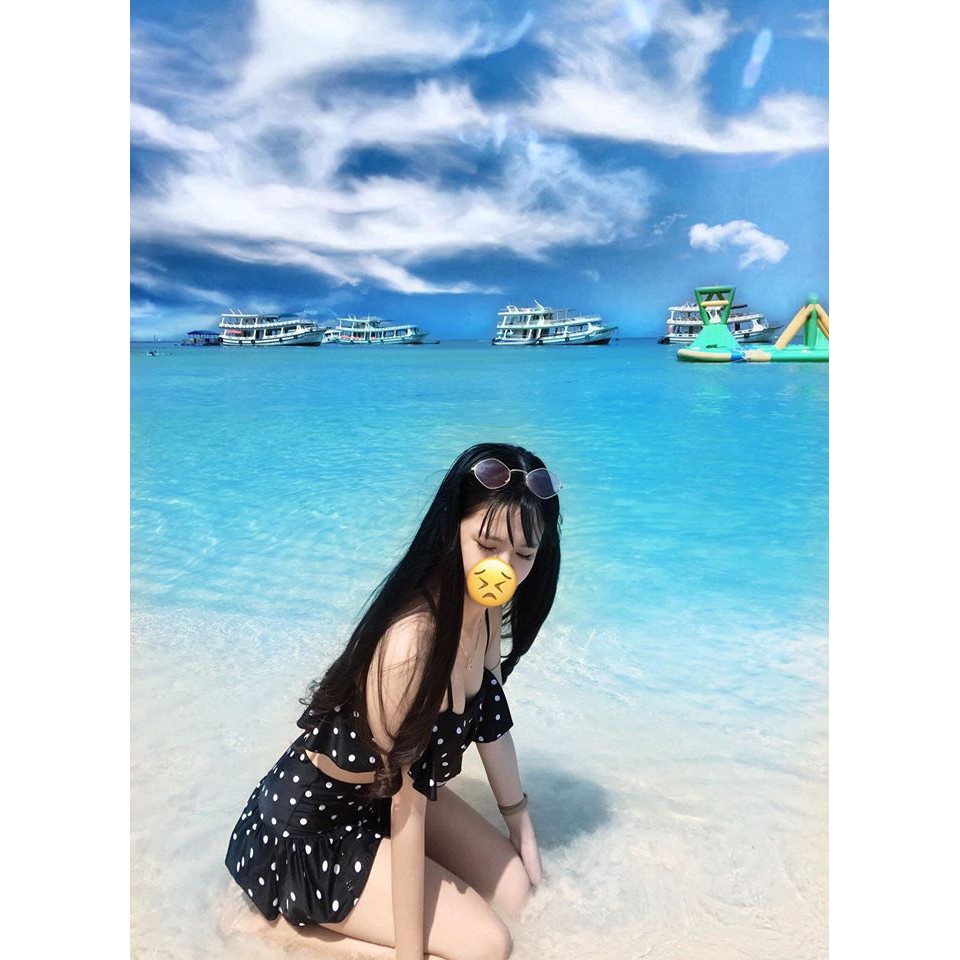 Bikini áo tắm 2 mảnh chấm bi váy cá (Ảnh tự chụp) | BigBuy360 - bigbuy360.vn