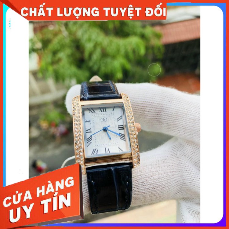 FREESHIP Đồng hồ nữ dây da GUQI quyến rũ đồng hồ nữ mặt vuông đính đá dây da chính hãng chống nước Luxury Fashion
