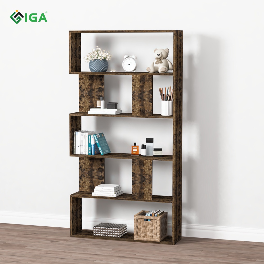 [HỎA TỐC]Tủ sách, kệ để đồ thông minh màu gỗ cháy thương hiệu IGA.GP105.08