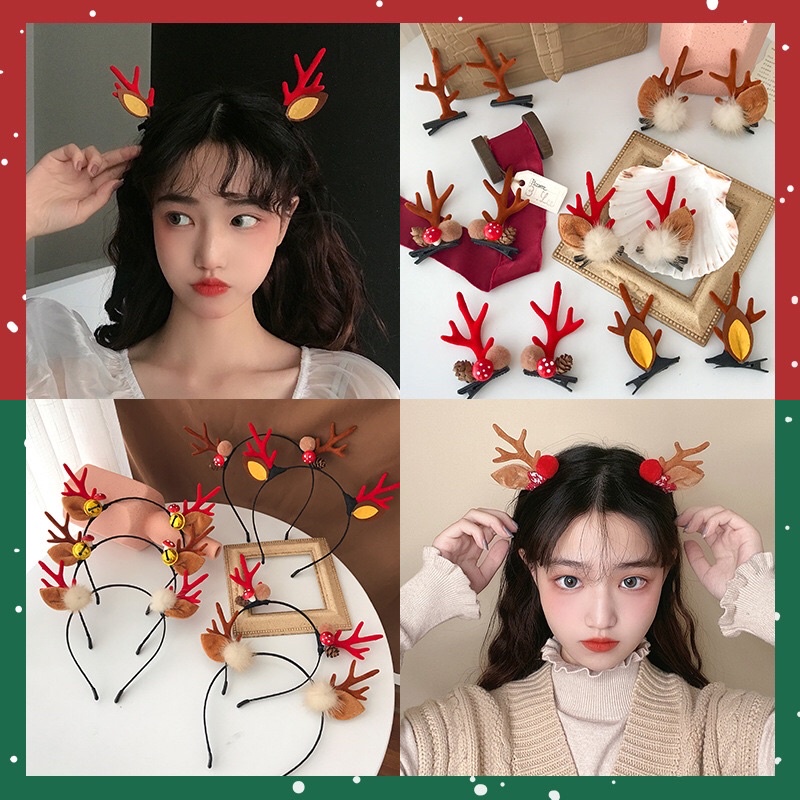 Bờm cài tóc tuần lộc Noel mừng Giáng Sinh về , mẫu xinh siêu kute babe😄