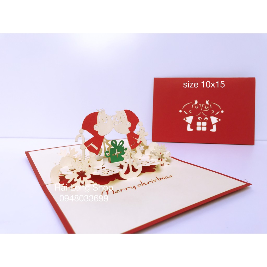 Em Bé 5 ( hôn nhau ) - Kiss - Baby - Noel - Thiệp 3D