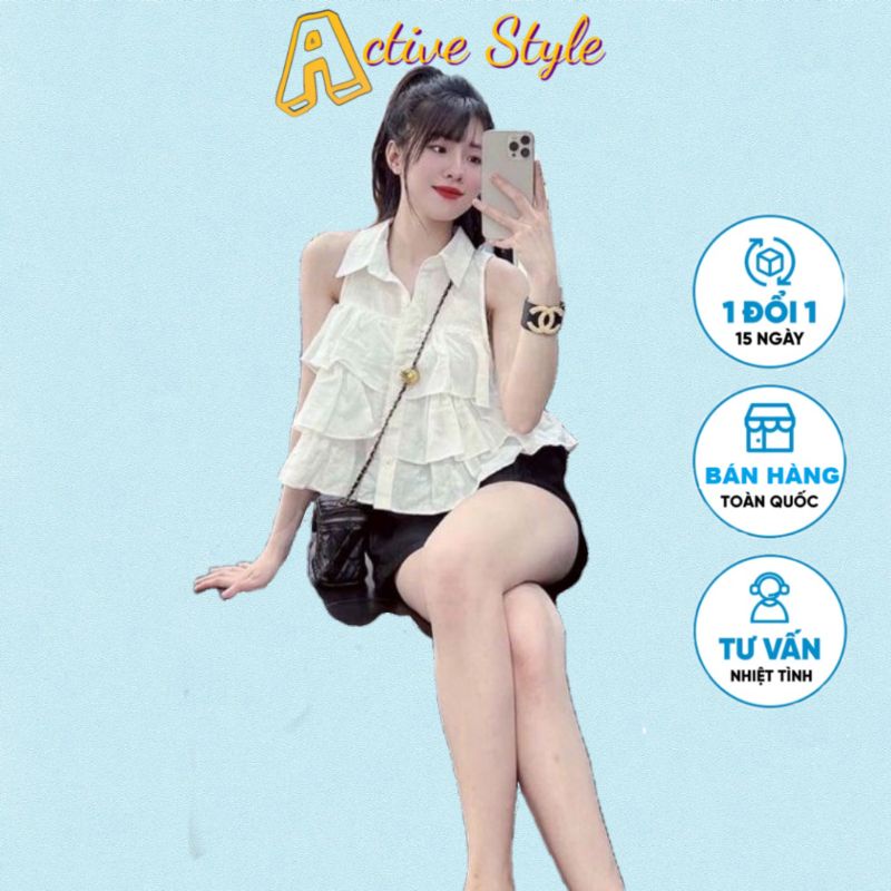 🅰️ Áo sơ mi bèo 3 tầng Active, form sát nách siêu xinh, vừa năng động lại dịu dàng nữ tính, chất kate, size<52kg