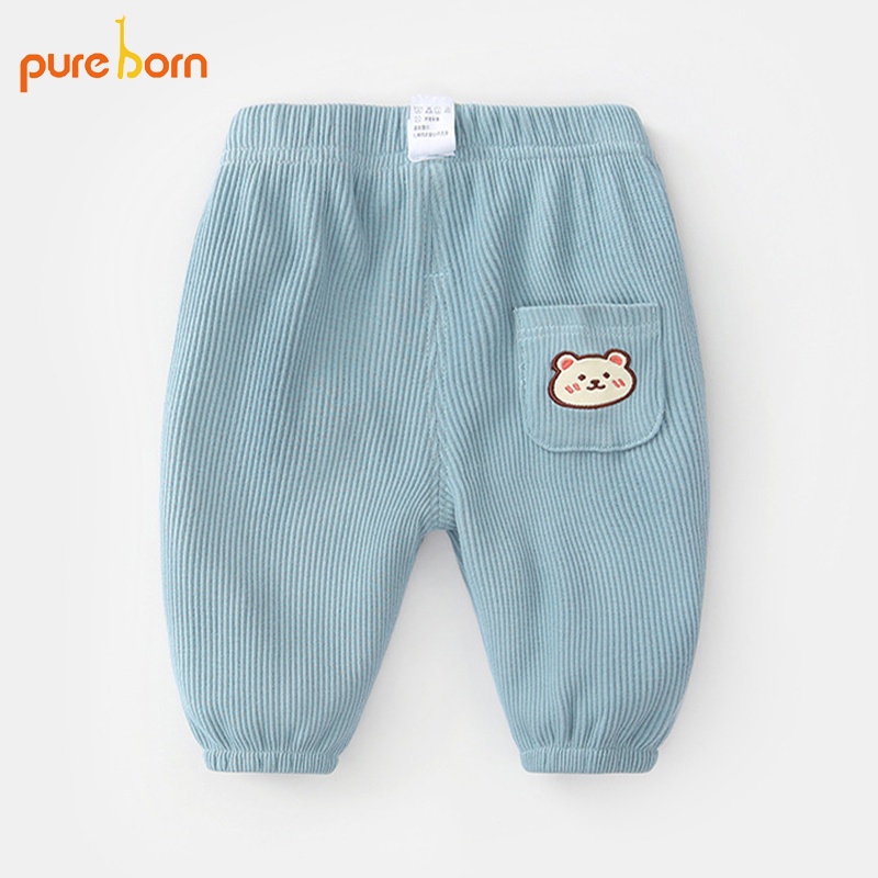 Quần Bé Trai, Bé Gái Pure Born Vải Len Tăm Hoạ Tiết mặt Thú 3D, Quần Dài Cho Bé Mặc Thu Đông - T35