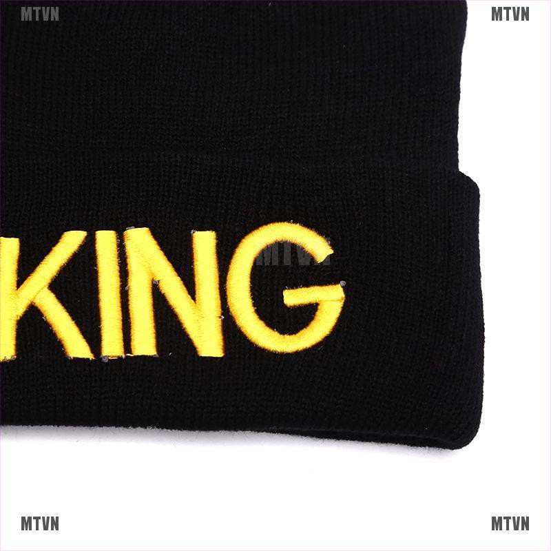 Mũ len trùm đầu thêu chữ KING / QUEEN thời trang cho cặp đôi
