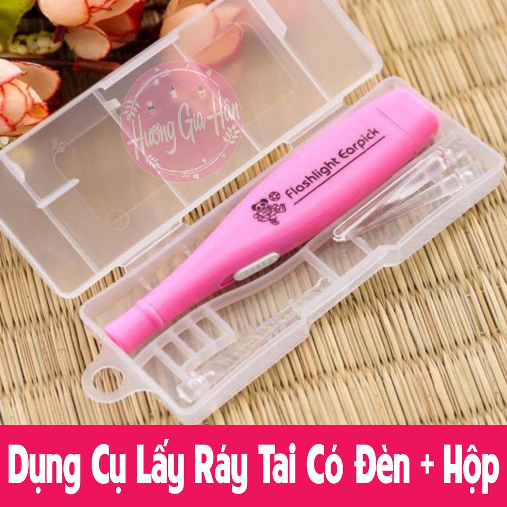 Dụng cụ lấy ráy tai có đèn + Hộp + 3 đầu (1 đầu ráy lớn, 1 đầu ráy nhỏ và 1 đầu gắp)