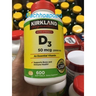 Vitamin D3 D 50mcg  Kirkland chai 600 viên date Mới