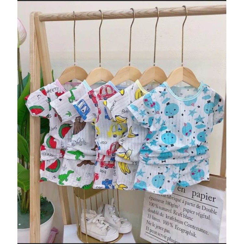 Combo 5 bộ cotton giấy xuất khẩu cho bé