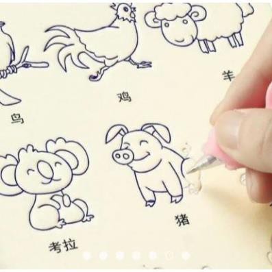 Combo 3 tập/vở tự xóa luyện viết chữ, số và vẽ hình thú_Hướng dẫn tiếng Trung