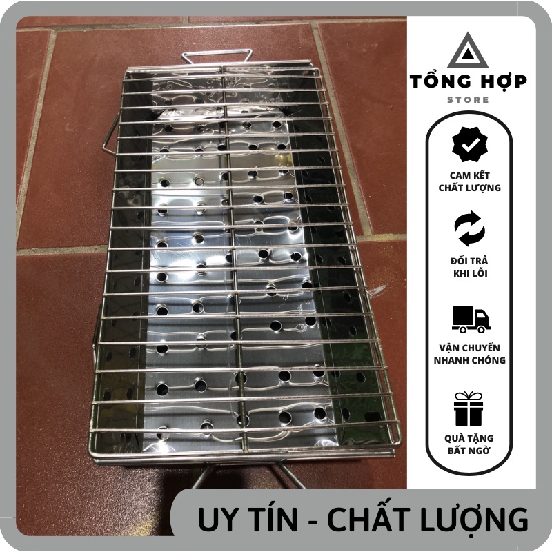 Bếp nướng than hoa TopV VCM lò nướng than inox đứng gấp gọn dã ngoại BBQ ngoài trời quay thịt bếp than củi không khói