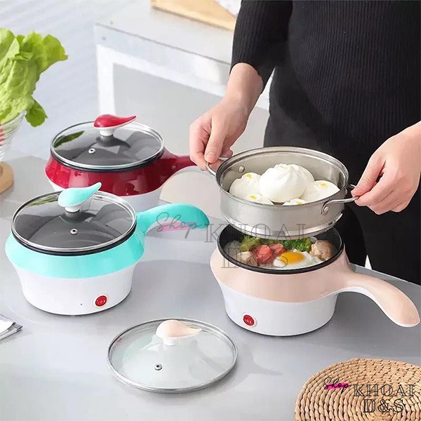 Nồi Lẩu Điện Mini Có Tay Cầm Tiện Dụng | Nồi Điện Mini Đường Kính 18cm, vỏ cách nhiệt 3 lớp, chống giật cao cấp