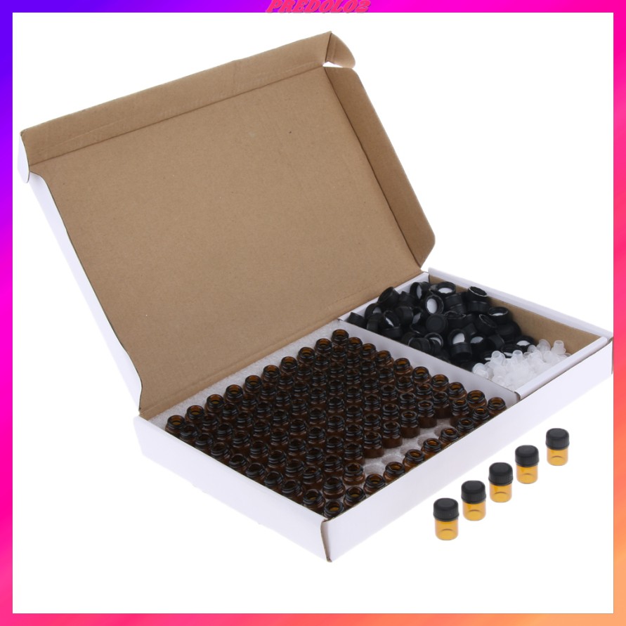 100 Pcs Essential Oil Amber Glass Vial with orifice 1ml Sample Dram bottle