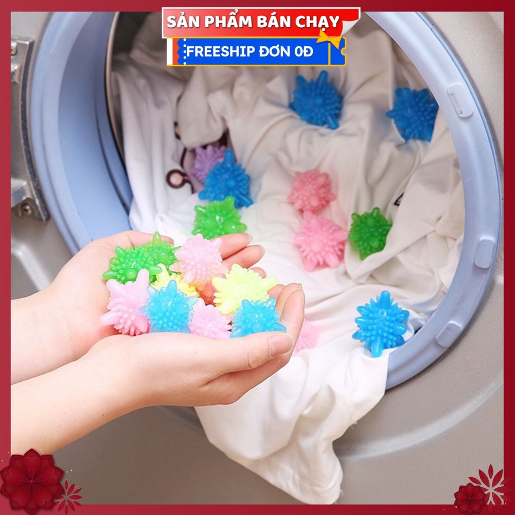 Banh Bóng Gai Nhựa Sinh Học Hỗ Trợ Giặt Giũ - Quả Cầu Gai Loại Bỏ Vết Bẩn - Chống Nhăn Bảo Vệ Quần Áo